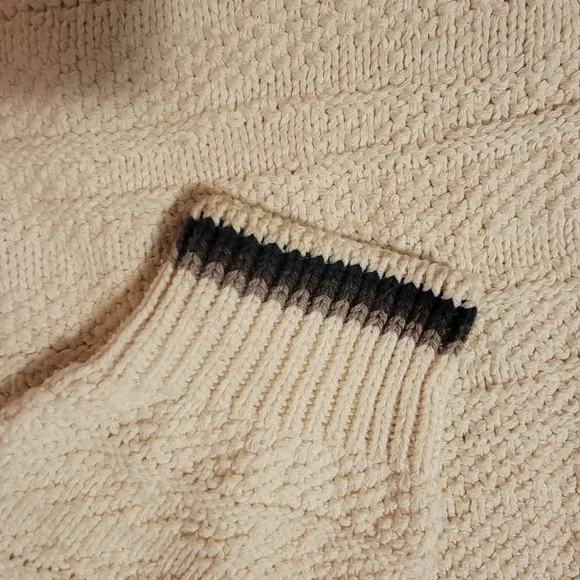 VTG Sweater Mens 4XLT Cream 3D Embroidered Bass Retro Made in USA 4 XL Tall - Picture 2 of 6